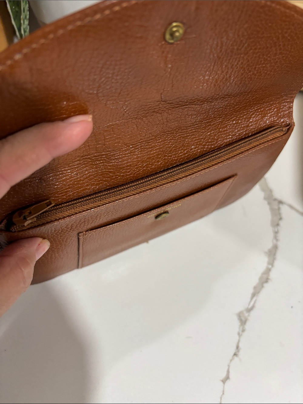 Vintage Mumdi Brown Leather Envelope Clutch - Women Bags - Picture 3 of 5